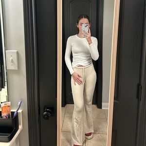 Aerie Cream Wide Leg Pants